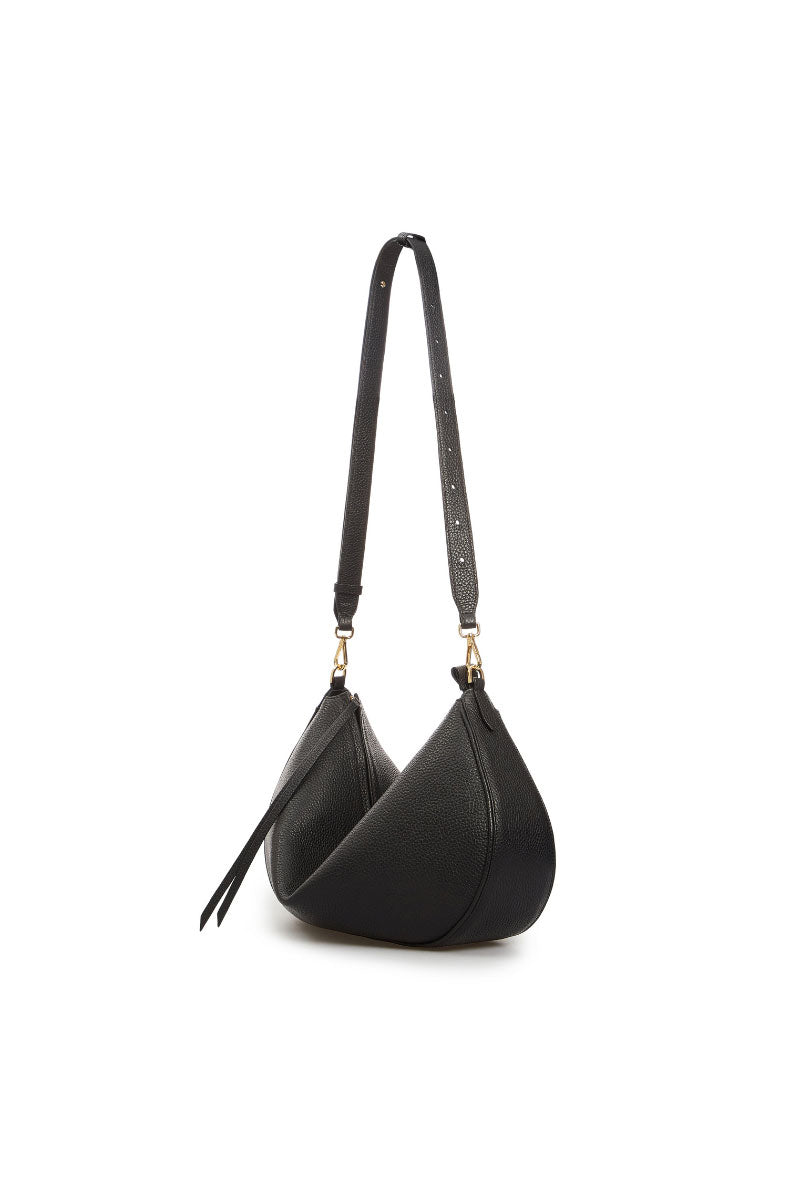 Black Denise shoulder bag by Vikele Studio with sleek design and adjustable strap, ideal for casual or formal wear.