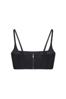 Black matte silk top with thin straps from BALYKINA, stylish and elegant women's tops, shown on a plain background.
