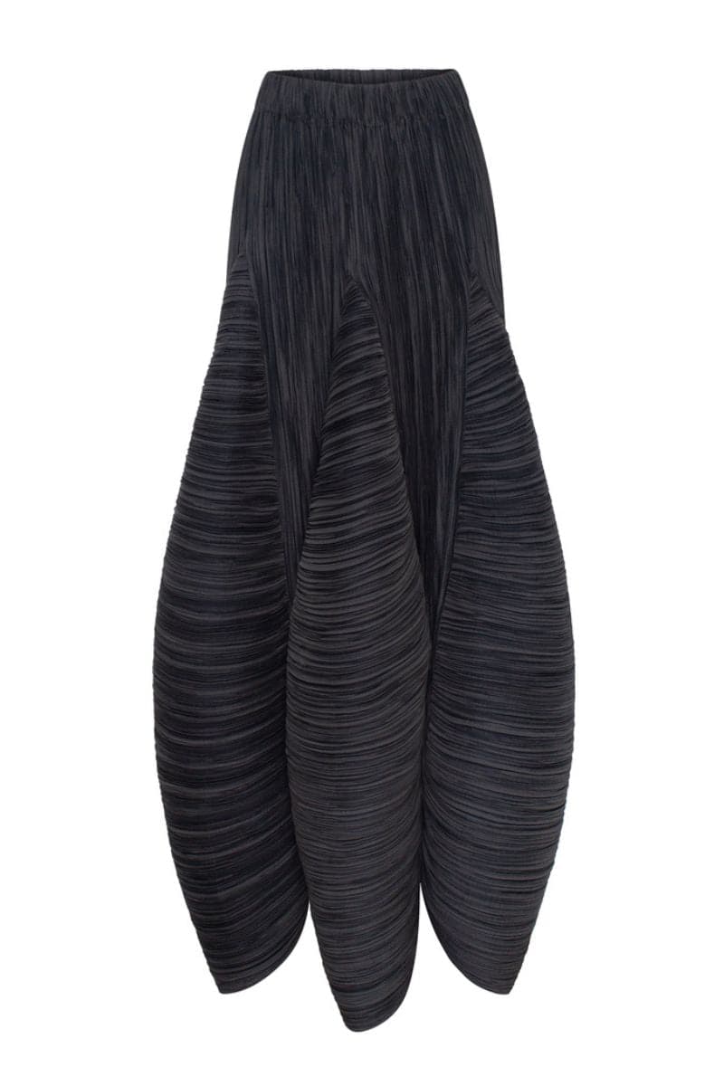 BLACK A-LINE MAXI PLEATED SKIRT - CULT MIA