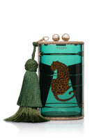Waiwai Rio Cantil Green Jaguar shoulder bag with a vibrant green color and sleek design, featuring a jaguar print on the fabric.