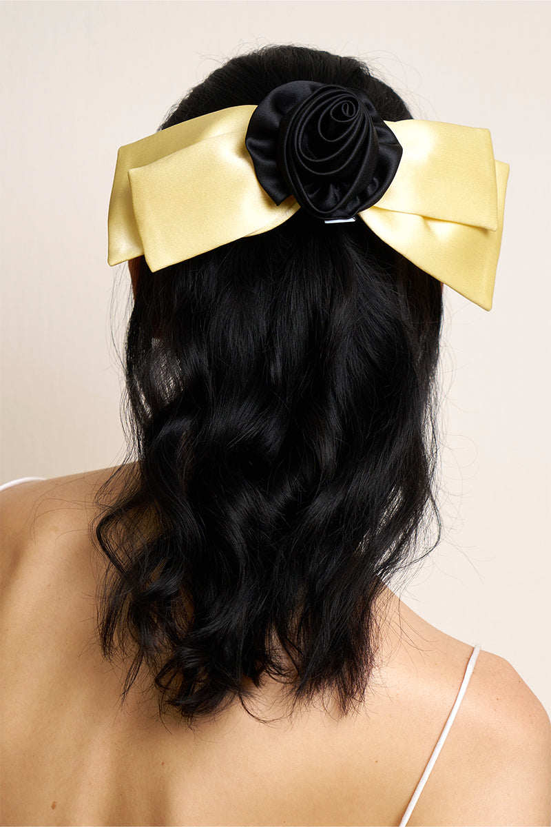 TUSCAN ROSE BOW SILK HAIR CLIPS - CULT MIA