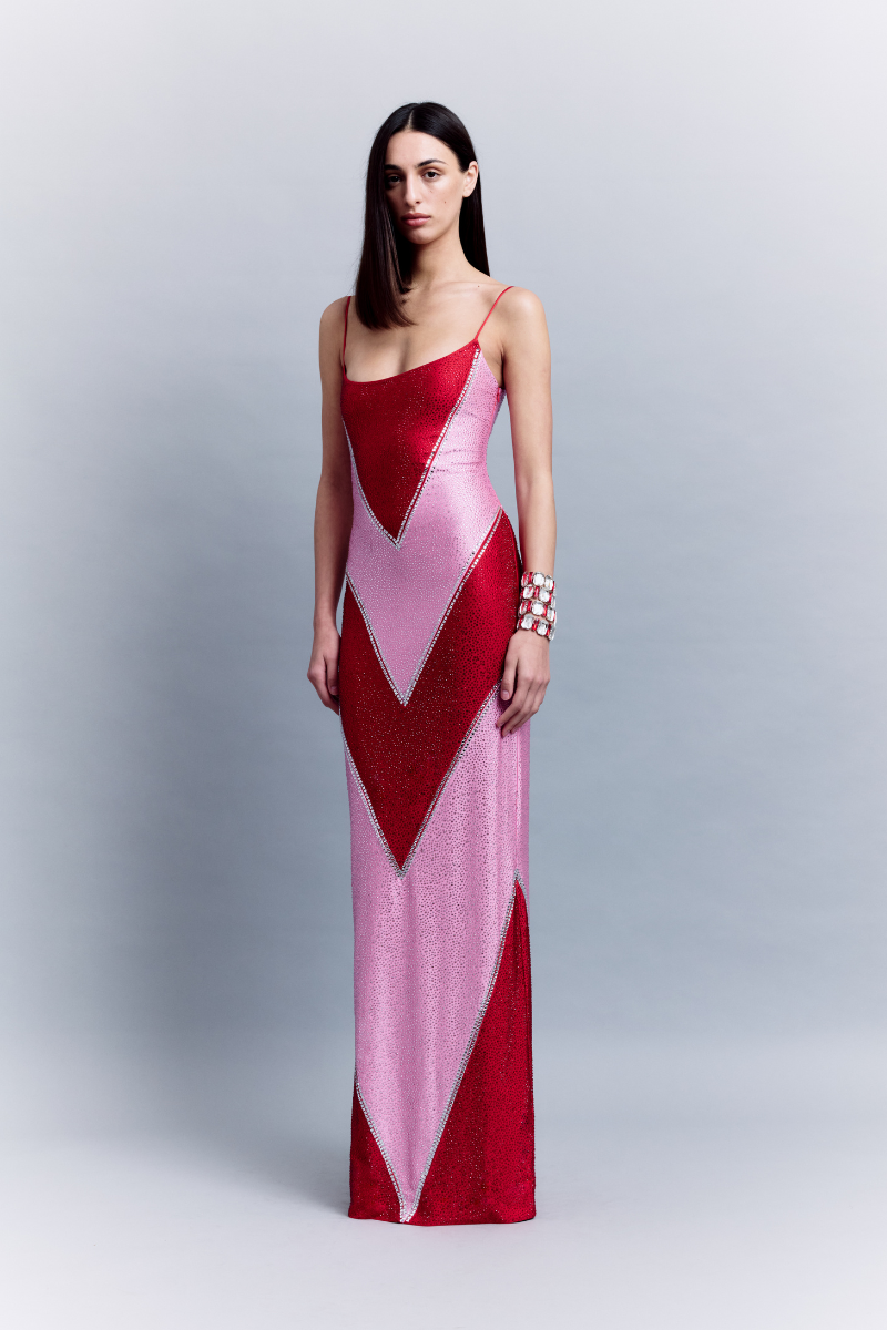 FULLY RHINESTONED BODYCON MAXI DRESS - CULT MIA