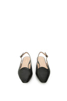 Black slingback flats sandals by VIKELE STUDIO, featuring a sleek design with open heel and comfortable strap detailing.
