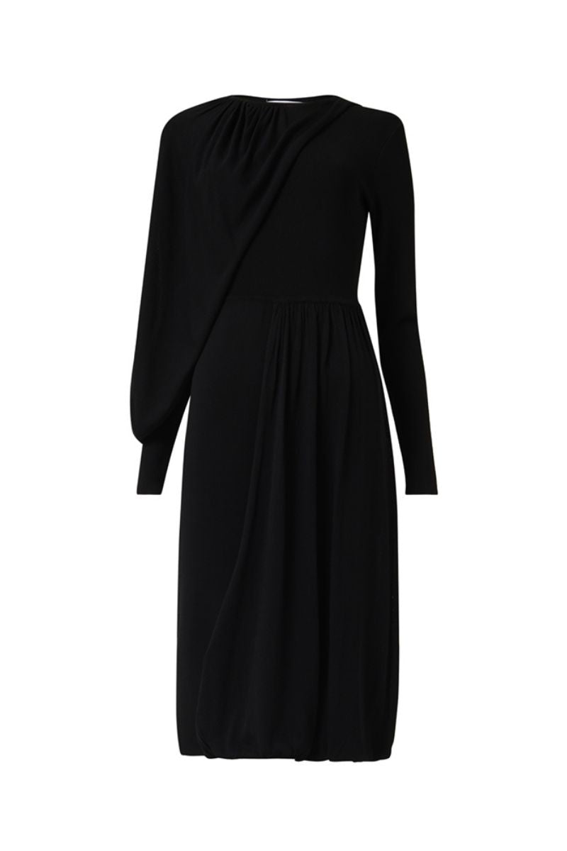 KNITTED DRESS WITH SCARF DETAIL IN BLACK - CULT MIA