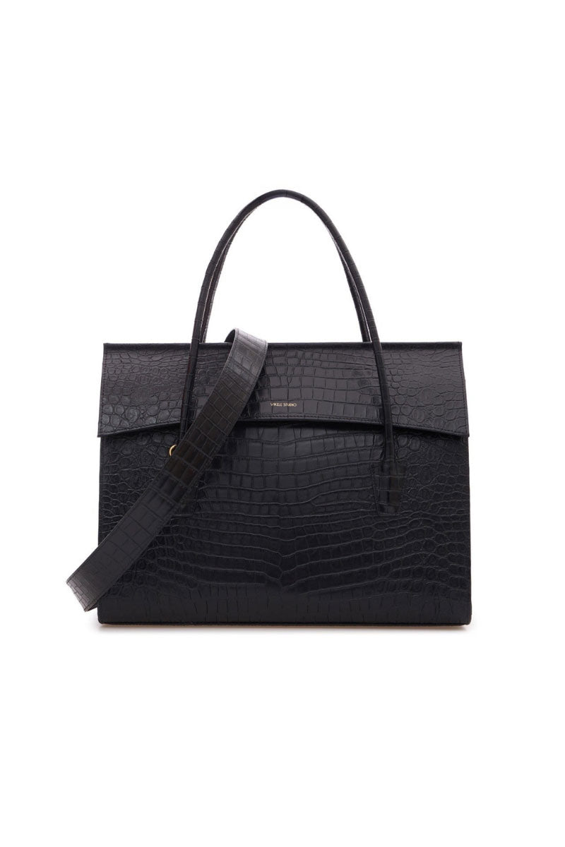 Black CELINE shoulder bag from VIKELE STUDIO with sleek design and structured silhouette, featuring a top handle and shoulder strap.