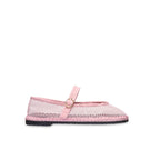 Flabelus Isabella pastel pink flats with matching pastel pink piping, featuring a sleek and comfortable design for casual wear.