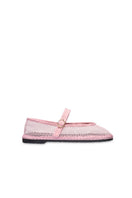 Flabelus Isabella pastel pink flats with matching pastel pink piping, featuring a sleek and comfortable design for casual wear.