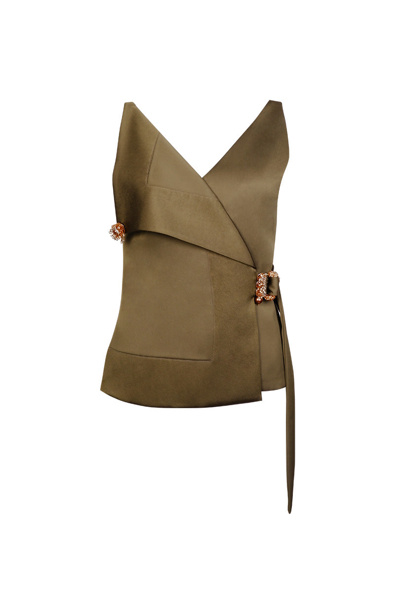 DRIFTE TOP IN OLIVE GREEN - CULT MIA