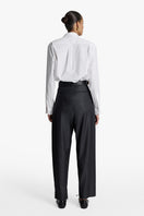 Acaria Studio Jasmin Pants in dark gray with subtle gray stripes, comfortable and stylish pants for casual wear.