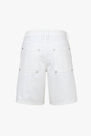 White TT Studios Duke Shorts with adjustable waistband and side pockets, casual fit for comfortable summer wear.