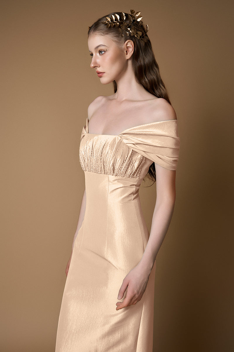 TAFFETA SILK LINED MAXI DRESS IN CREAM | CULT MIA | I.H.F TAFFETA SILK LINED MAXI DRESS IN CREAM | CULT MIA | I.H.F
