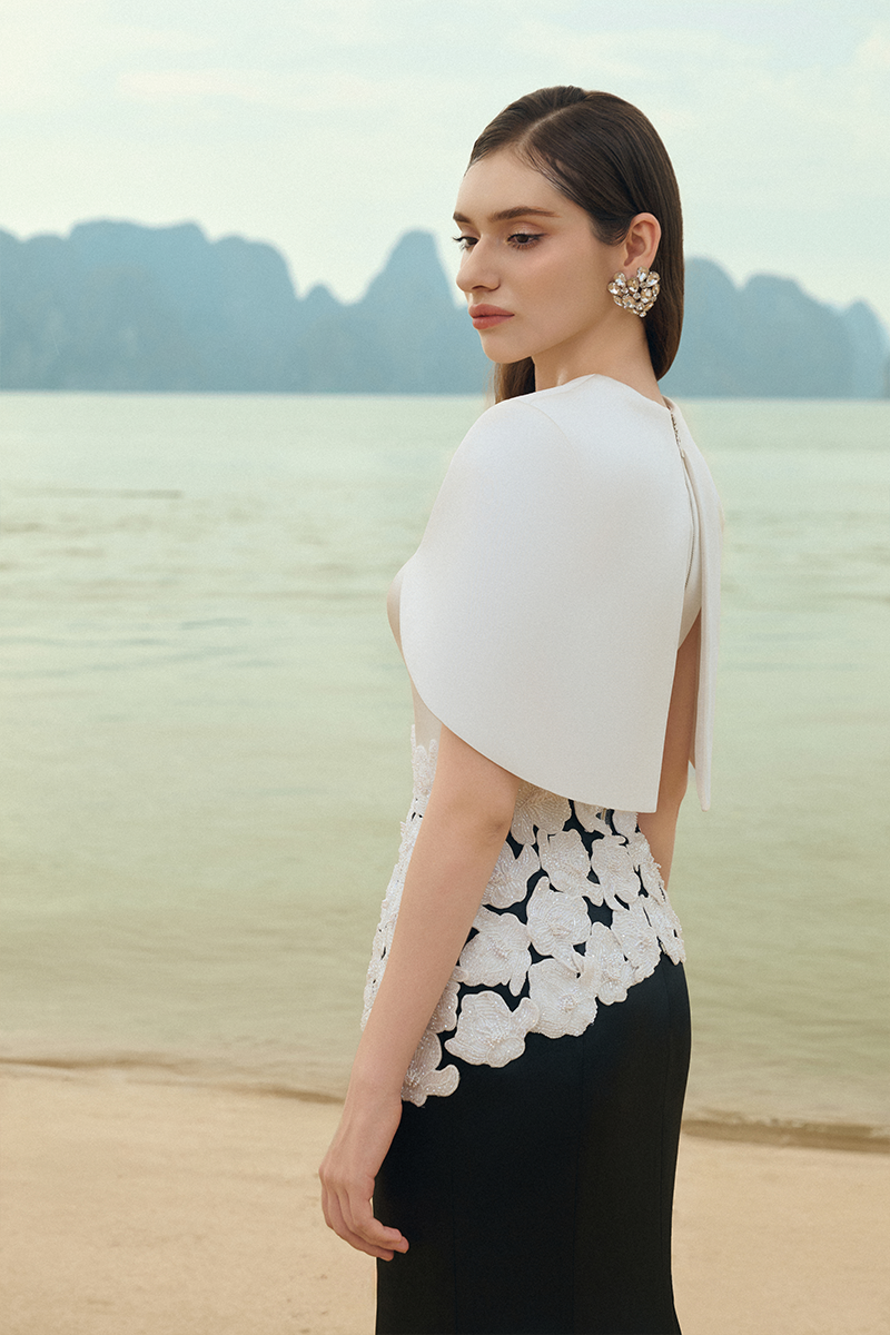 PEARL TAFFETA DRESS AND CAPE SET - CULT MIA