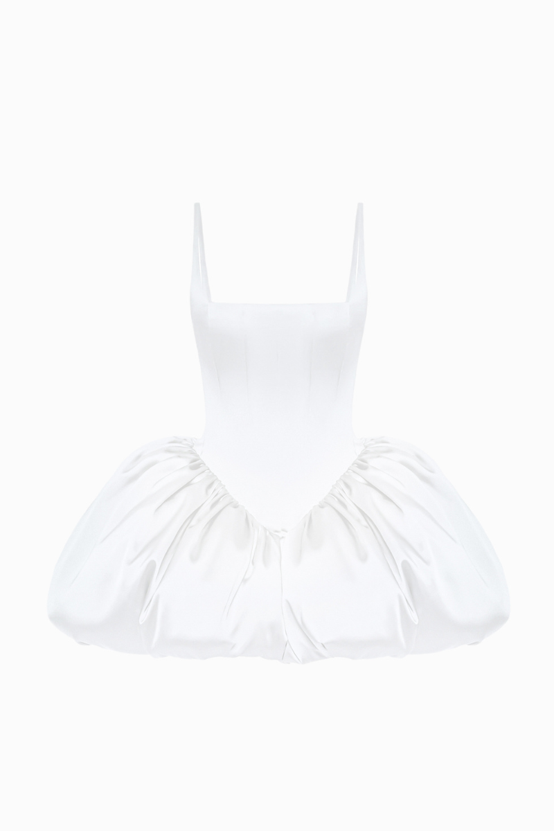 BalYKINA Charlotte ivory mini dress featuring a stylish, fitted design with elegant details and a flattering silhouette.