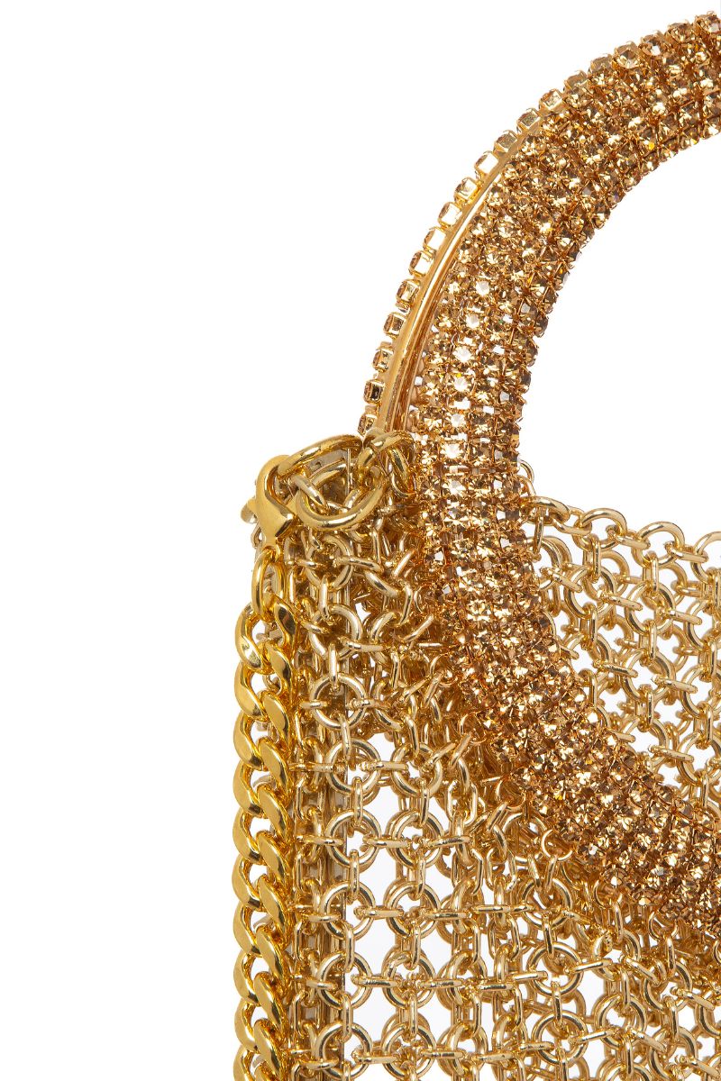 Silvia Gnecchi LA LUNA GOLD shoulder bag with a sleek design, featuring a gold-toned finish and elegant strap details.