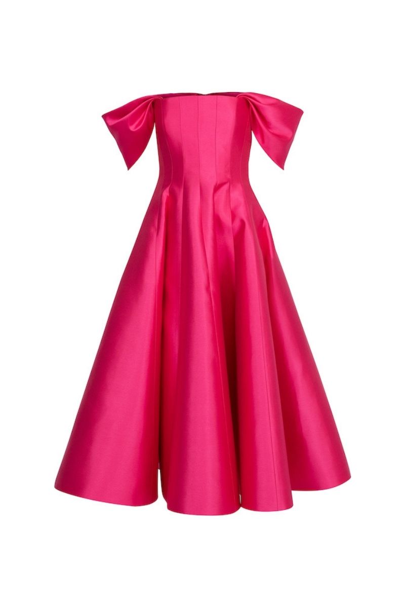 FUCHSIA CORSETED BODICE MAXI DRESS - CULT MIA