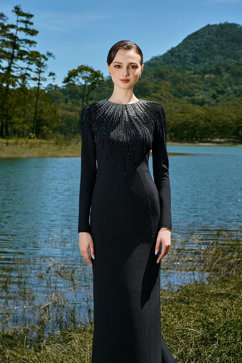 MARTHA BEADED ROUND-NECK MAXI DRESS - CULT MIA