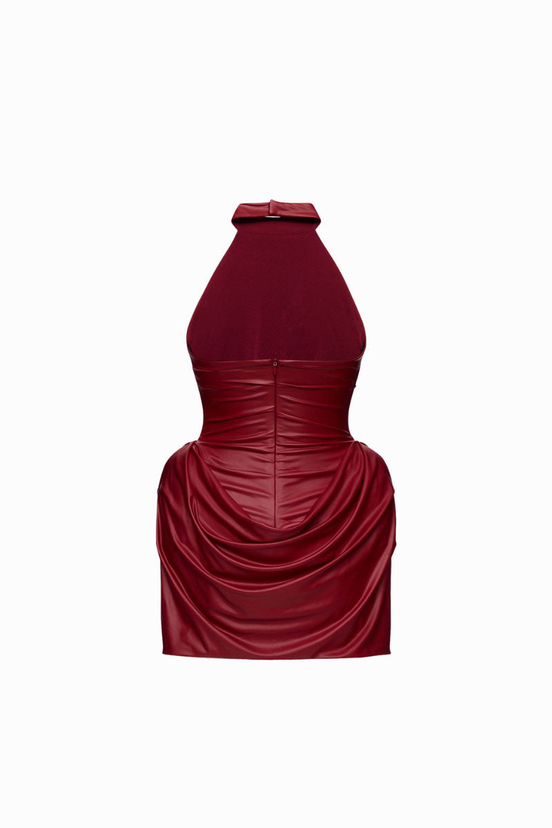 Red Naomi mini dress by Balykina, featuring a stylish, fitted silhouette with elegant details, perfect for fashionable occasions.