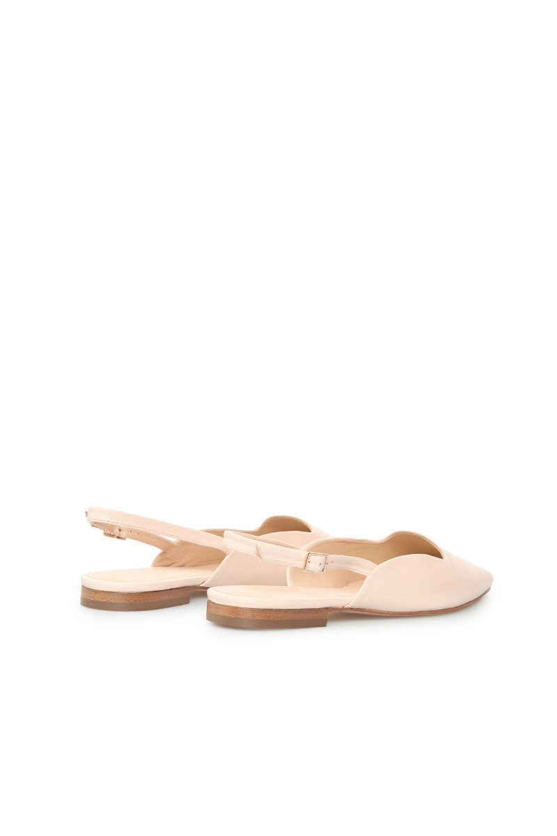 Vikele Studio blush nude slingback flats sandals with pointed toe and low heel, stylish and comfortable for everyday wear.