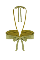 Bright lime green bikini top by Suncillo with sparkly embellishments, showcasing the stylish VIRNA sparkly bikini top.