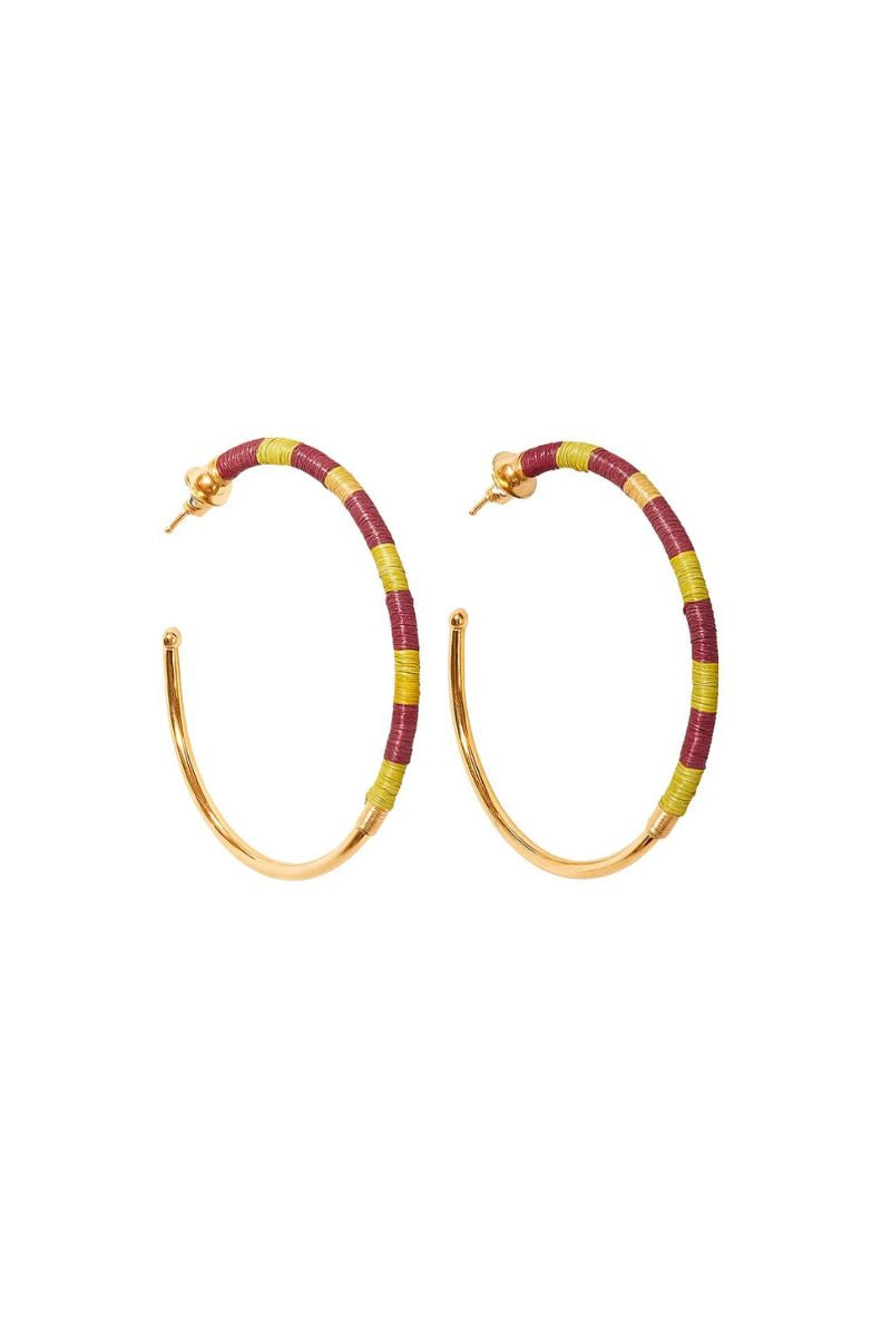 CLARTE HOOPS MAXI IN BURGUNDY AND HONEY