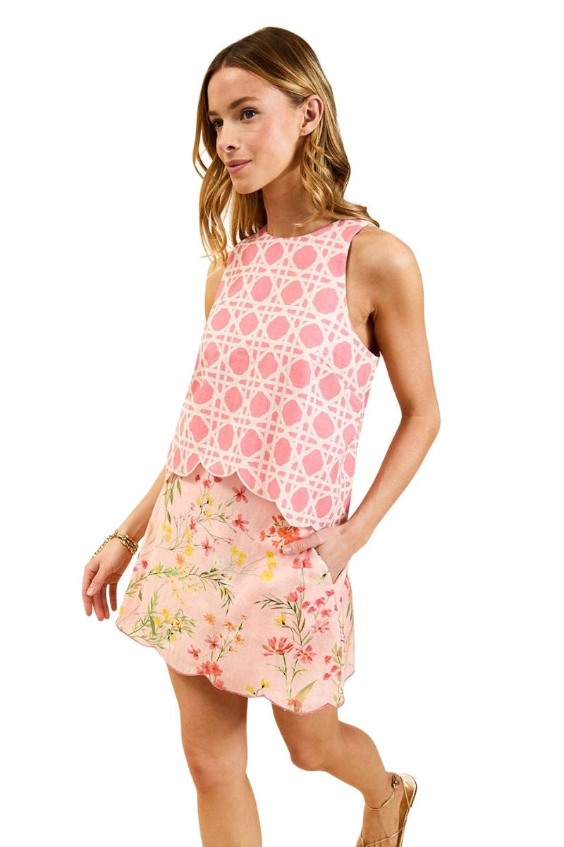 Mestiza New York Prism Scallop Tank Top in Lattice Blush, featuring scalloped edges and a lightweight, stylish design.