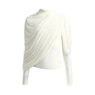 Deme By Gabriella Lisbeth off-white top with long sleeves and a relaxed fit, displayed on a hanger.