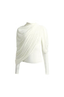 Deme By Gabriella Lisbeth off-white top with long sleeves and a relaxed fit, displayed on a hanger.
