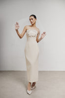 White Plan LANLOLA Maxi Dress featuring a flowing design, sleeveless style, and elegant fabric suitable for summer wear.