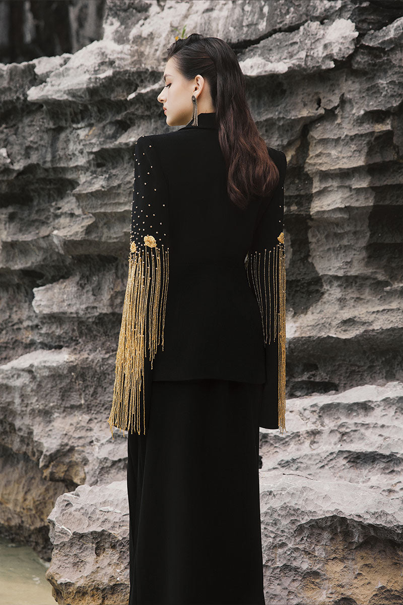 CREPE DRESS WITH SHAWL - CULT MIA