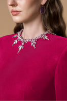 Pink crepe silk lined gown by I.H.F, featuring elegant fabric and detailed craftsmanship, perfect for formal occasions.