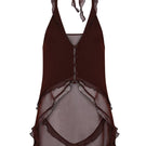 Nelblu Atlas Brown top, stylish women's blouse with long sleeves and a fitted silhouette, displayed on a hanger.
