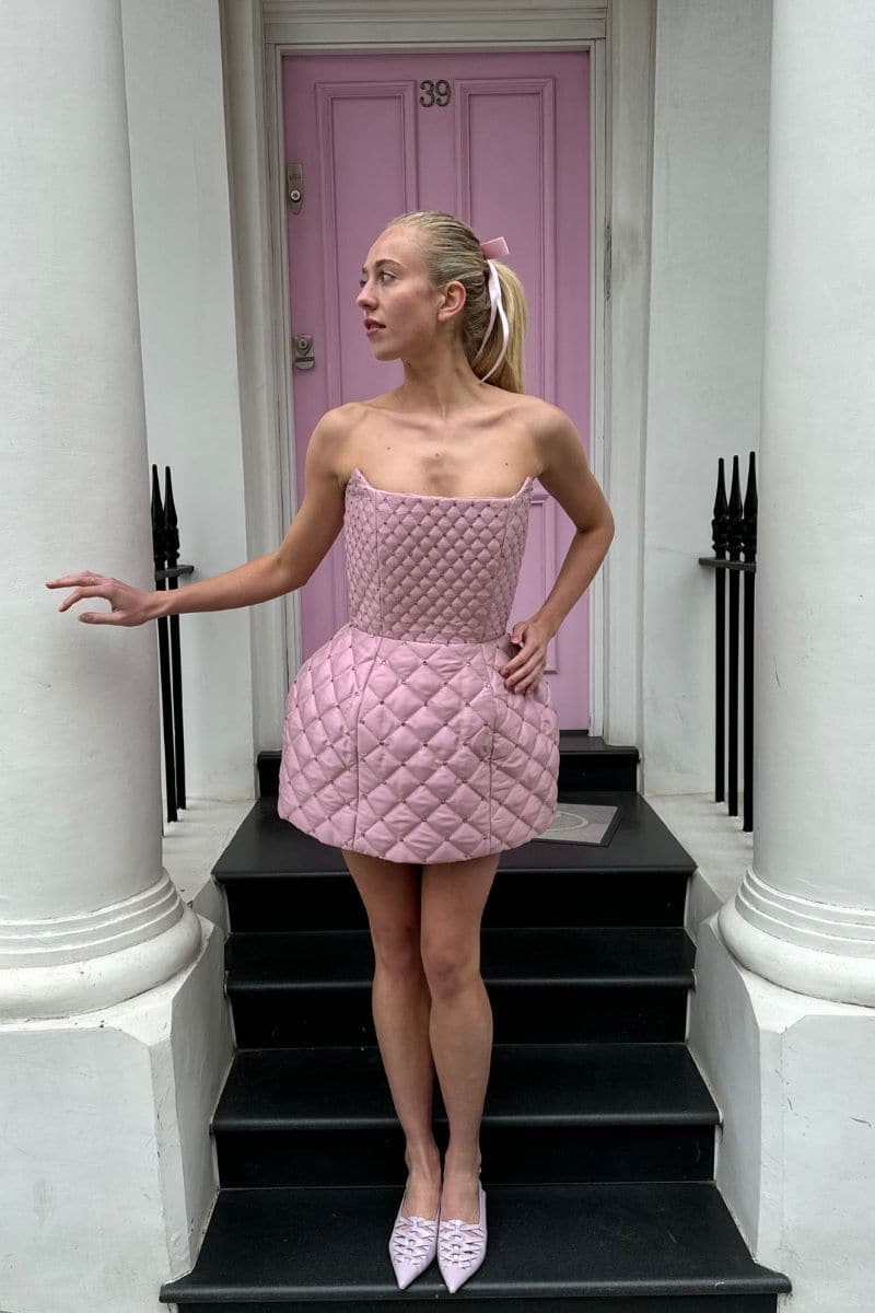 CULT MIA X COMPTE SPAIN QUILTED MINI DRESS IN PINK - CULT MIA