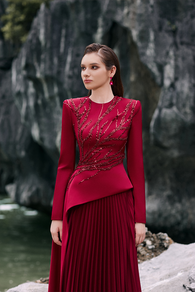 Lune De Soie Lumia silk co-ord set featuring a matching top and skirt in elegant silk fabric.