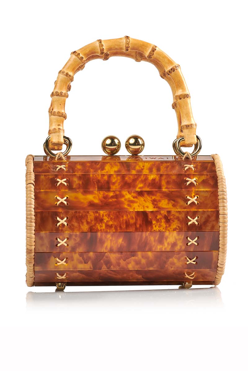 Waiwai Rio Alix Bambu Turtle Top Handle Bag featuring eco-friendly bamboo material and a stylish turtle design.