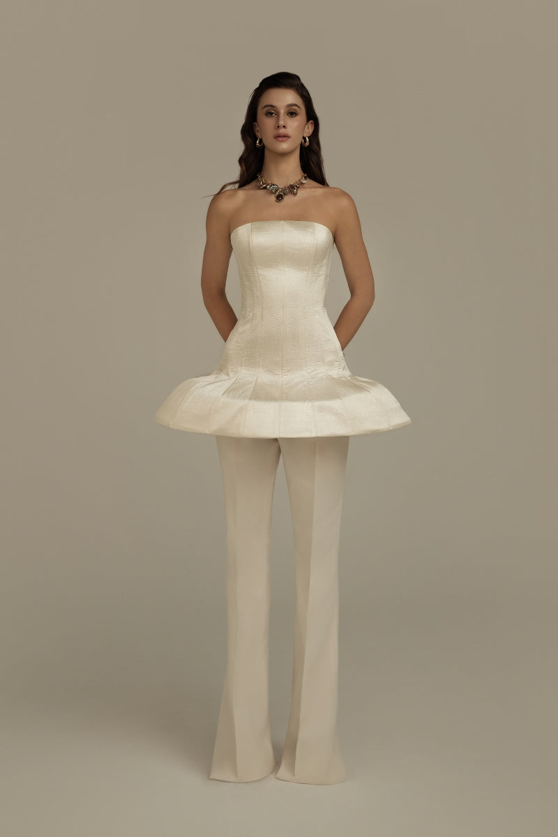 lunaria pleated bustier midi dress Lunaria Pleated Bustier Midi Dress
