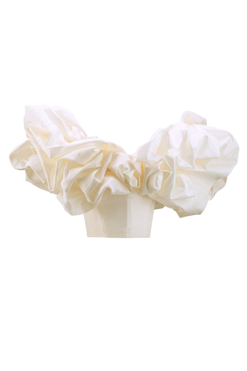 MILK LACE-UP CORSET WITH MERINGUE FLOUNCES - CULT MIA