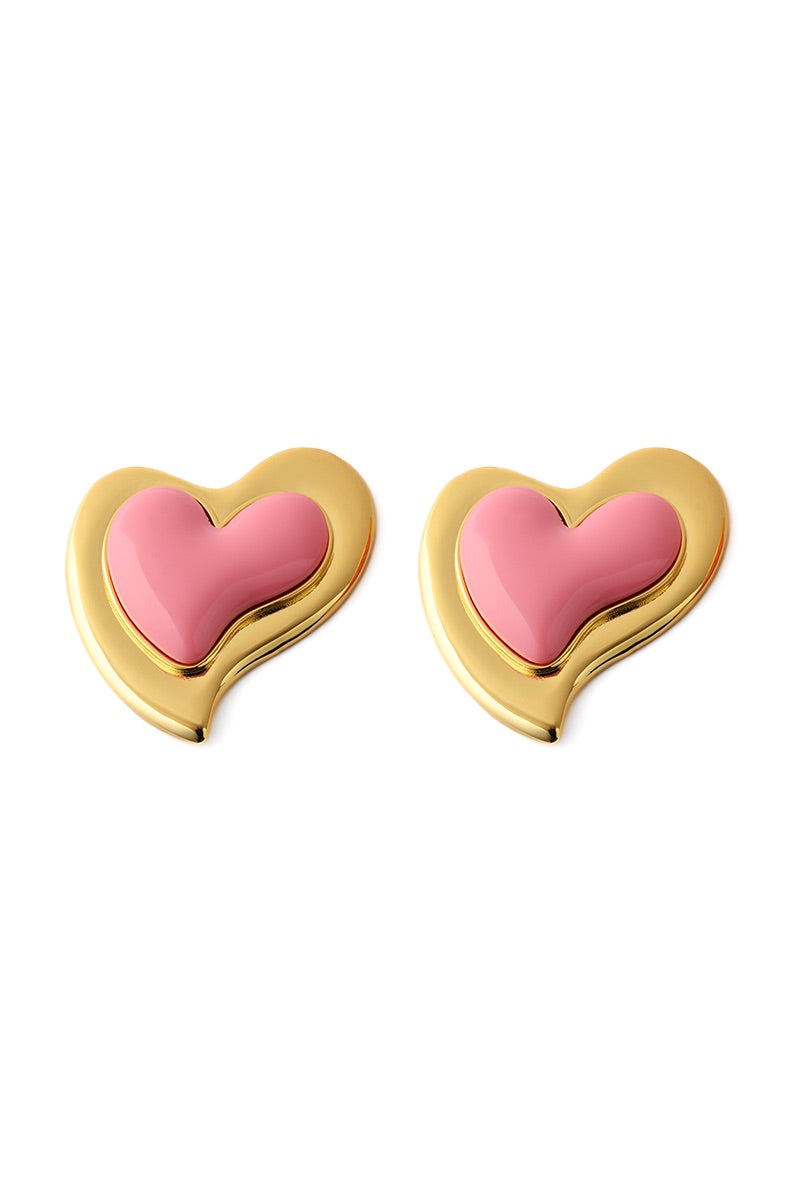 Liya Heartfelt Pink Earrings, dangle jewelry with heart-shaped design and pink color, perfect for stylish accessories.