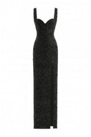 Kroon black gown by Khanum's featuring elegant fabric and flowing design, perfect for formal occasions.