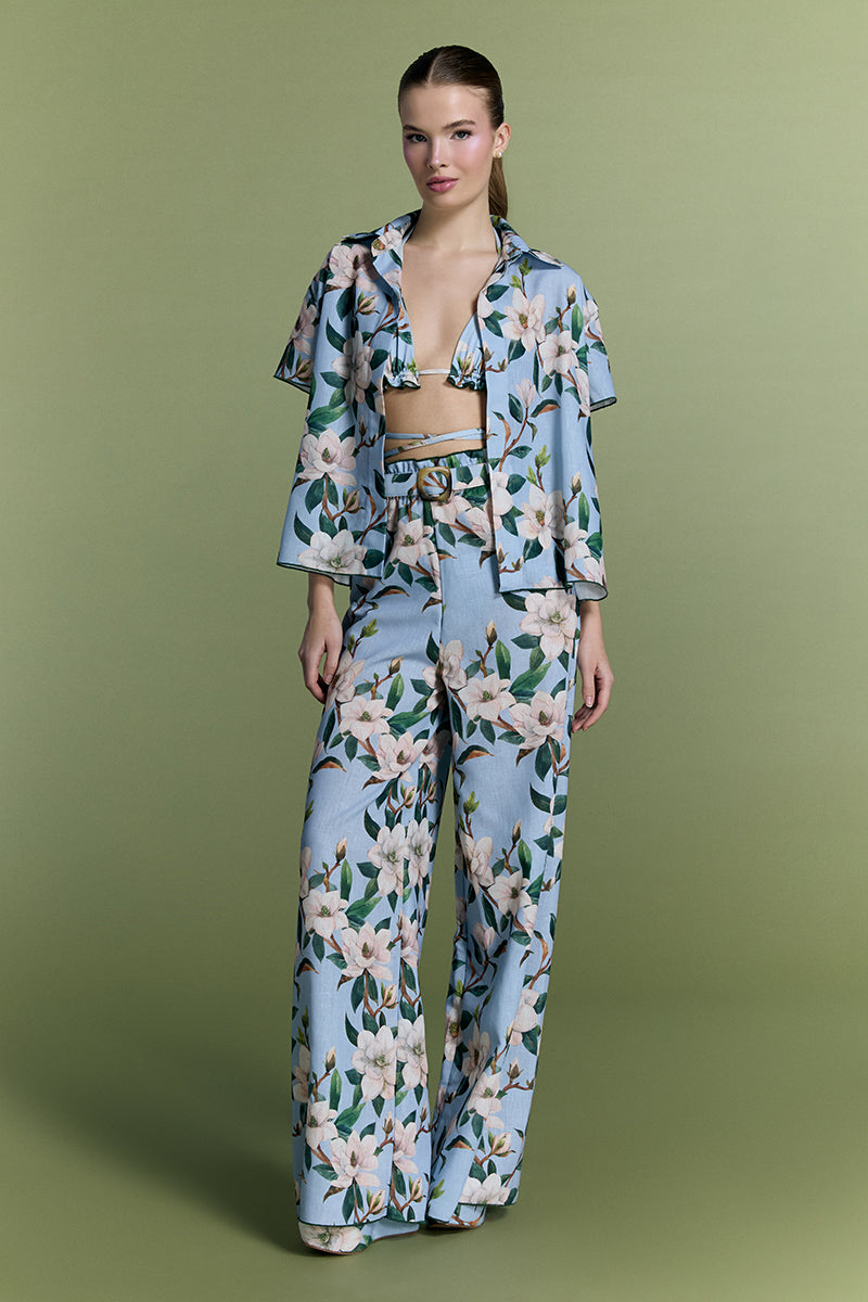 Nur Karaata Tropic Twist co-ord set featuring a matching top and skirt in vibrant tropical print, perfect for summer wear.
