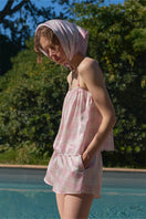 KIKI AND MILO cat 22 Momme mulberry silk couple resort pajamas set featuring a comfortable, luxurious silk pajama top and bottoms.