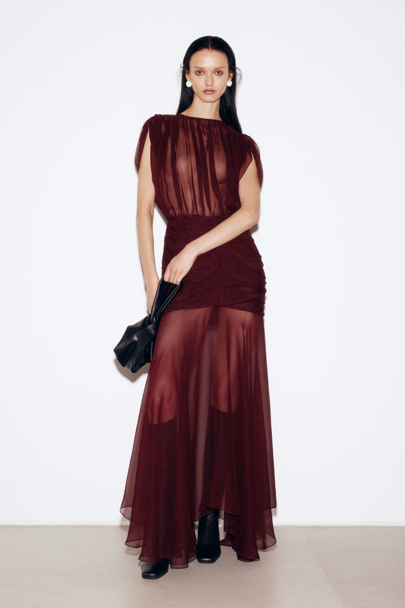 BORDO CHIFFON MAXI DRESS - CULT MIA