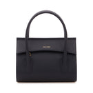 Black CELINE mini top handle bag by VIKELE STUDIO, showcasing its sleek design and structured silhouette with top handle details.