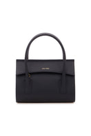 Black CELINE mini top handle bag by VIKELE STUDIO, showcasing its sleek design and structured silhouette with top handle details.