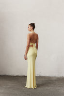 Nazlı Ceren Haley long jersey maxi skirt in Lemonade color, flowing fabric and casual style, shown in a full-length view.