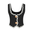 Nana Jacqueline Lisette black scoop neck top, sleeveless blouse with a relaxed fit and simple scoop neckline, shown on a white background.