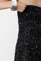 Nazlı Ceren Casey Mini Sequin Dress in black, stylish short dress with shimmering sequins, perfect for evening wear.