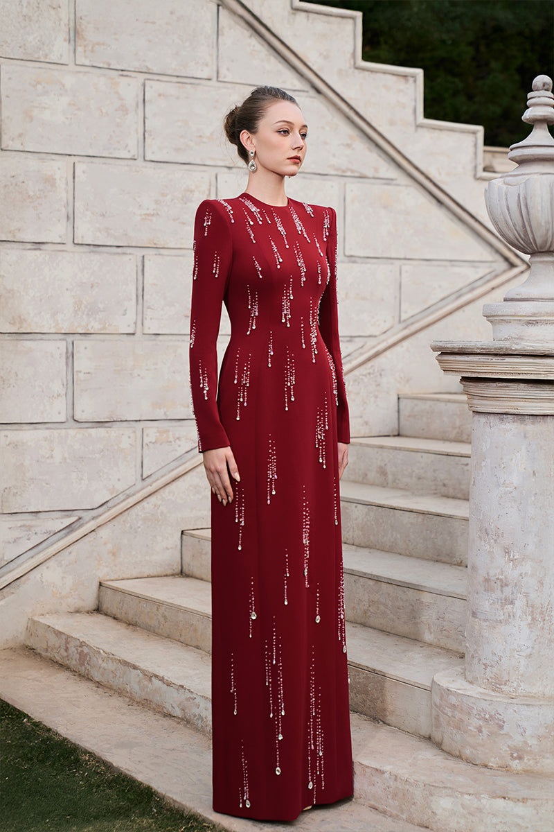VELVET SATIN EMBELLISHED GOWN | CULT MIA | Tracy Studio VELVET SATIN EMBELLISHED GOWN | CULT MIA | Tracy Studio