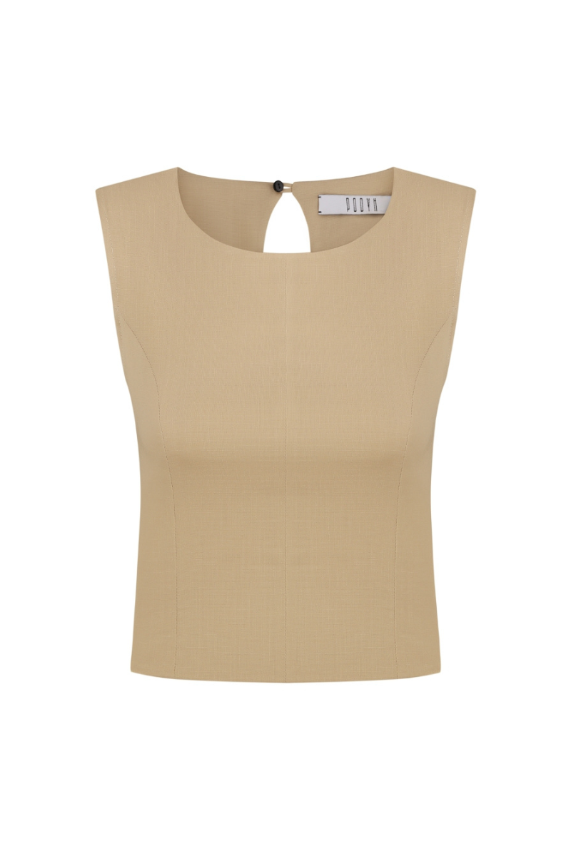 GROMOVYK BEIGE CUT-OUT BACK TOP - CULT MIA