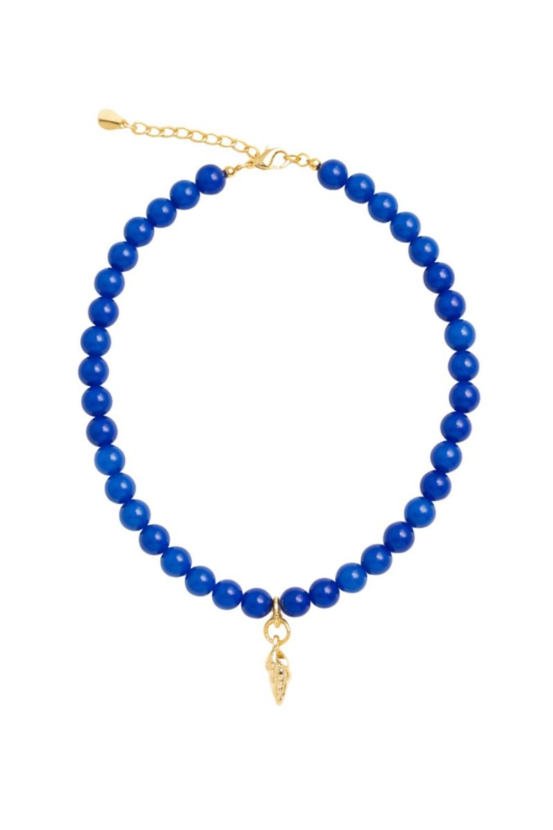 ZALVA NECKLACE WITH GOLD-PLATED REMOVABLE CHARM IN BLUE