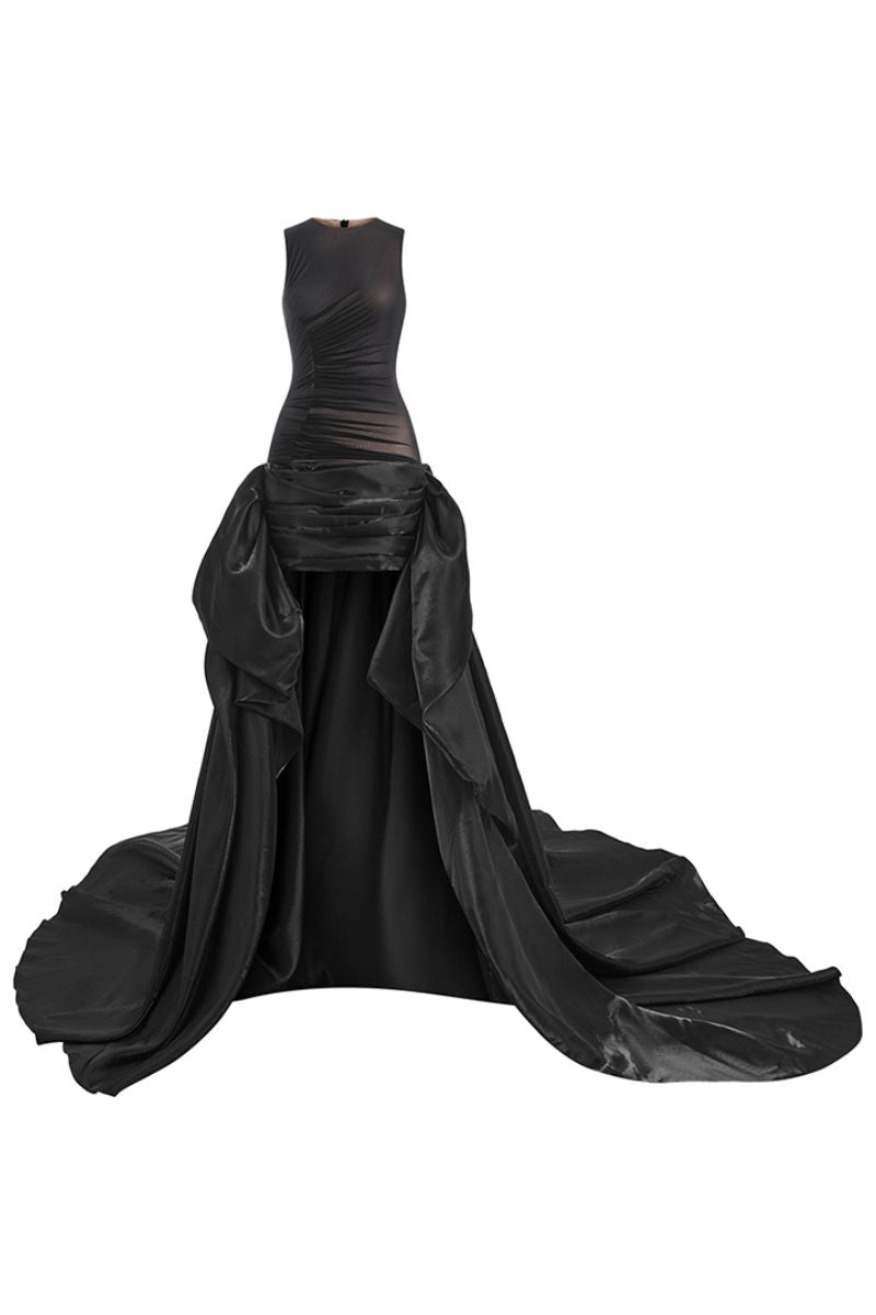 SHADOW CHIC MULLET GOWN IN BLACK - CULT MIA